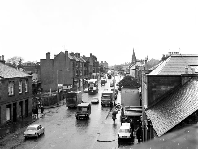 A view of traffic on St John's Road in Corstorphine in March 1966.