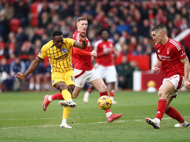 He smacked the underside of the bar at the end of the first half. The closest Brighton came.