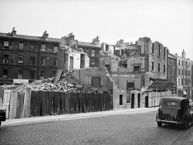 Houses being demolished at High Riggs, Tollcross, in July 1958.