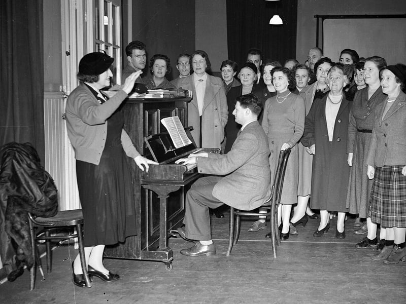 Scottish National Opera Company rehearsals at Tollcross School in October 1956.