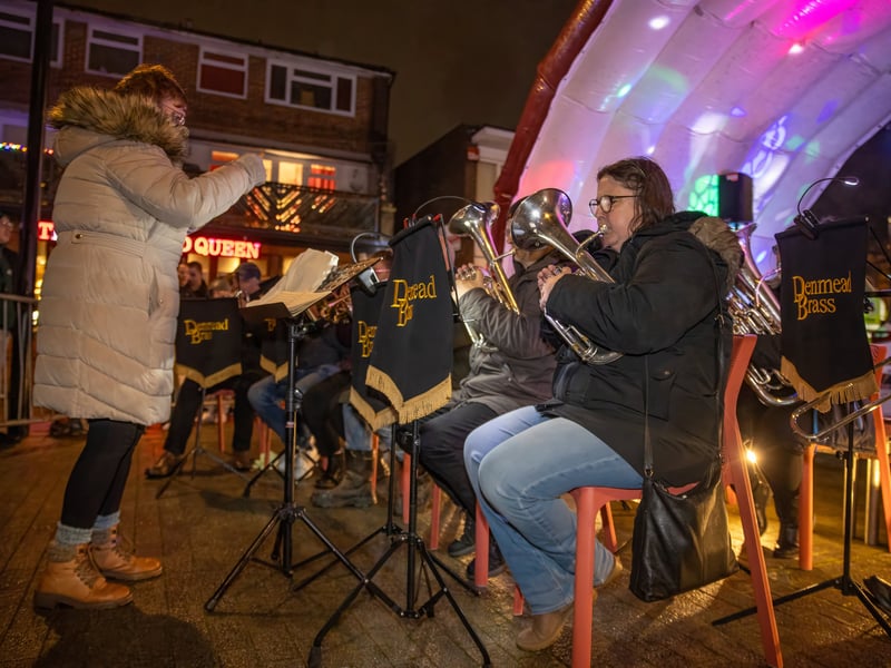 Denmead Brass performed with local schools singing Christmas Carols.