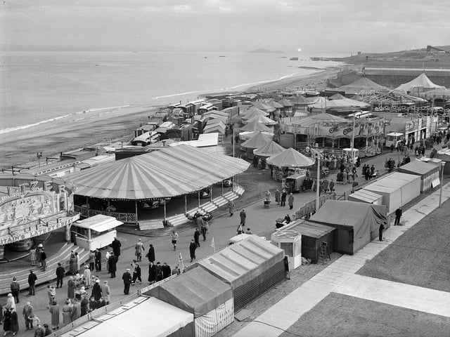 A view of Kirkcaldy Links Market in April 1958.