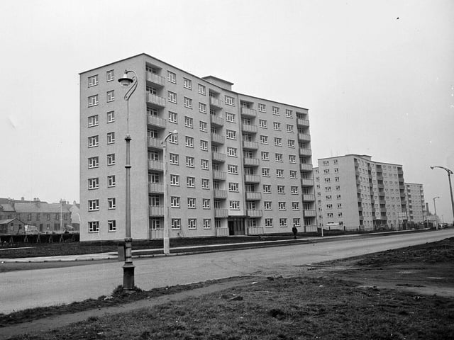 Multi-storie flats at the Kirkcaldy Links Development in May 1958.