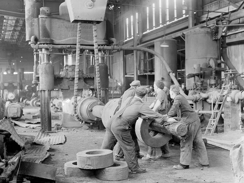 Workers at Fife Forge in April 1958.