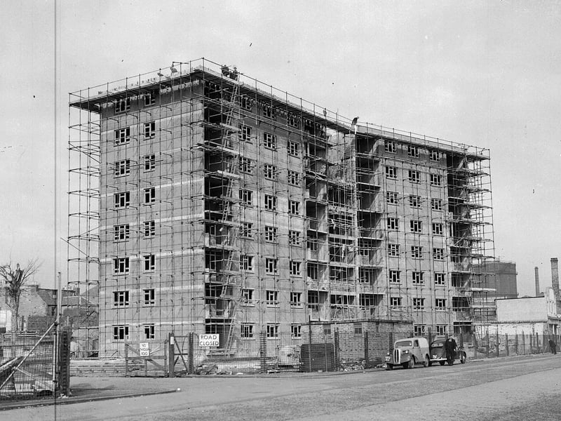 Flats under construction in Kirkcaldy in April 1957.