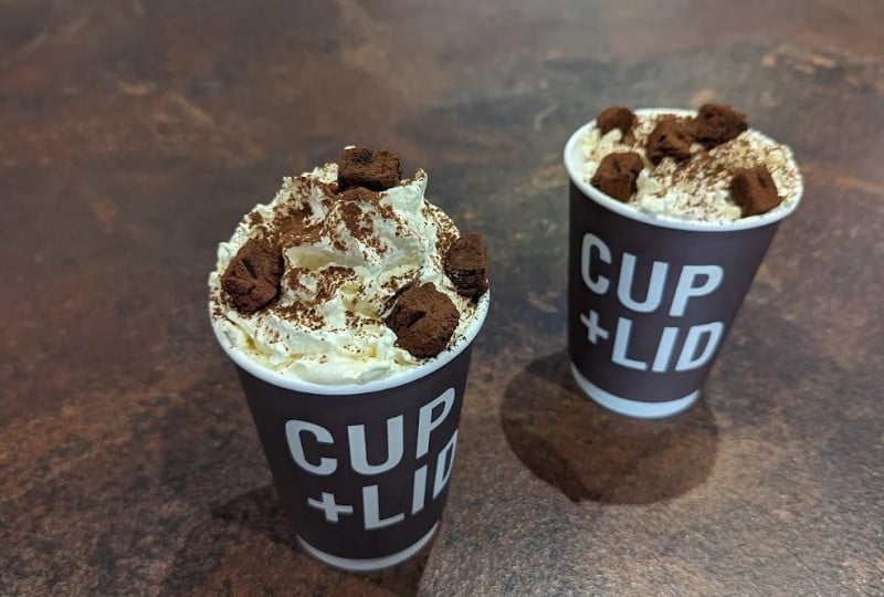 CUP + Lid is another ‘chocolate café’, which is located at The Headrow. /the independently owned café serves up 16 varieties of chocolate, which can be incorporated into hot chocolate and iced chocolate.