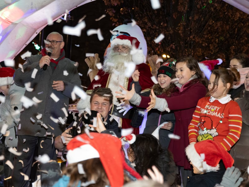 Santa was on hand to turn on the Christmas lights.