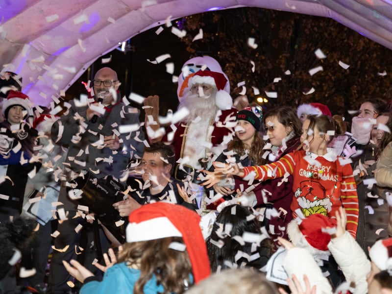 Santa took to the stage to turn on the Christmas lights