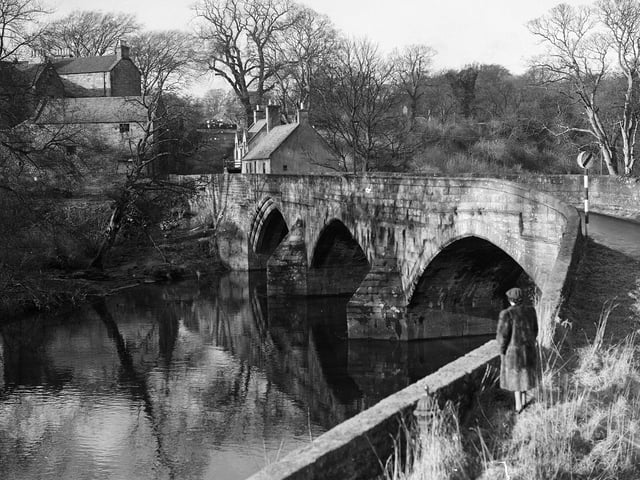 The Cramond old bridge over the River Almond pictured in February 1950.
