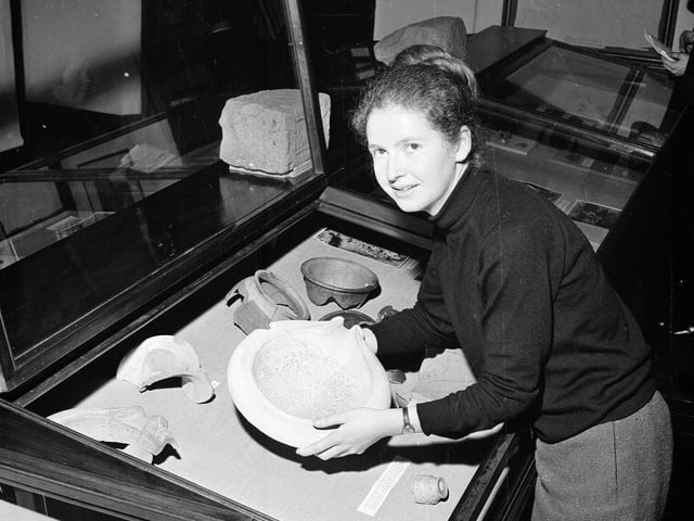An exhibition of finds at the Excavation of the Roman Fort at Cramond in December 1964.