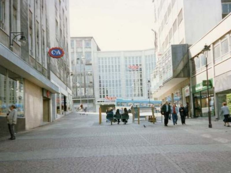 C&A on King Street, Sheffield city centre, looking towards Angel Street and Argos, sometime during the 80s or 90s