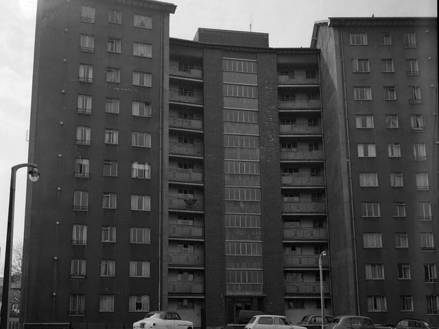 The Spey Street multi-storey corporation flats just off Leith Walk in April 1960.