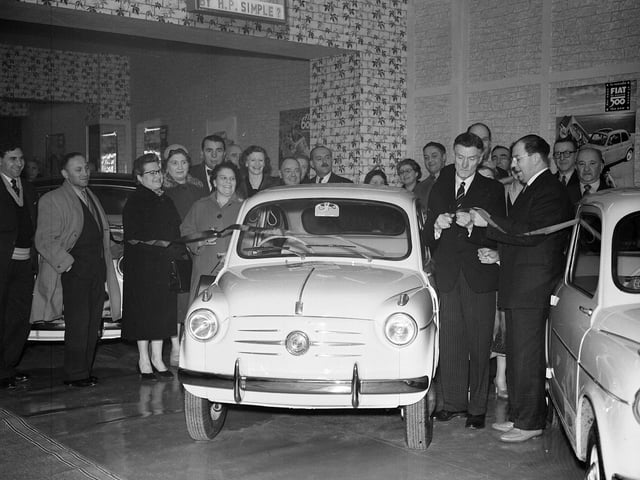 The new Spey Motors Fiat showroom in Leith Walk in February 1959.
