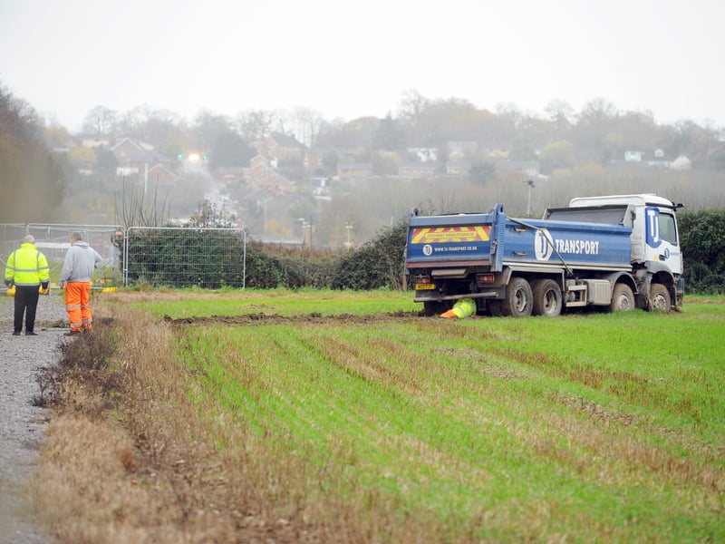 A TJ Waste lorry came off the A32 between Fareham and Knowle and ended up in a field on Monday, December 1, 2025. 

Picture: Sarah Standing (011225-7941)