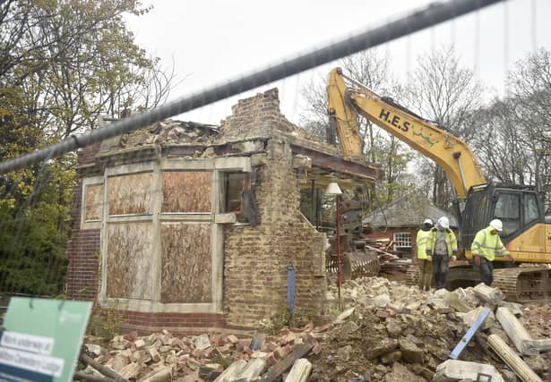 The demolition of Milton Cemetery Lodge in Portsmouth
Picture: Sarah Standing (011225-3387)