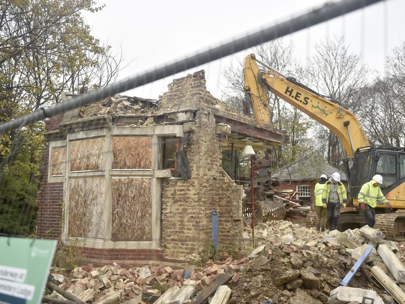 The demolition of Milton Cemetery Lodge in Portsmouth
Picture: Sarah Standing (011225-3387)
