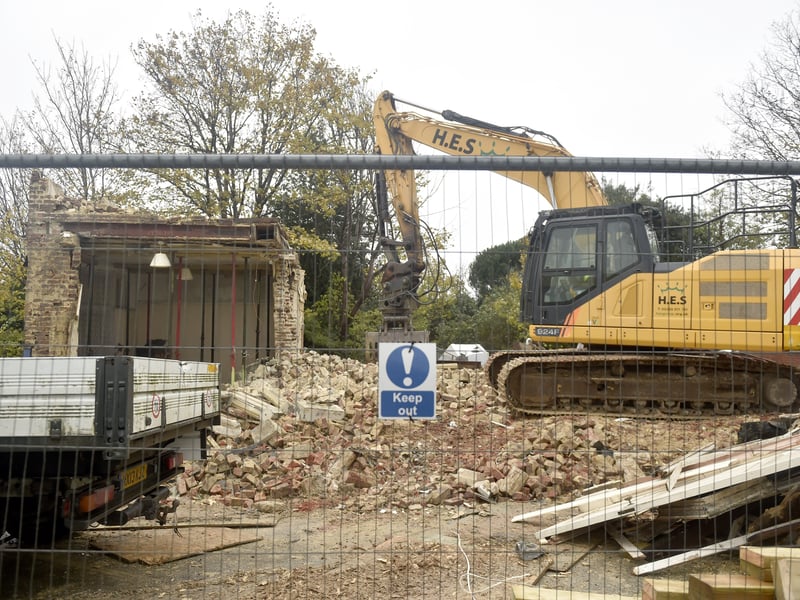 The demolition of Milton Cemetery Lodge in Portsmouth
Picture: Sarah Standing (011225-3391)