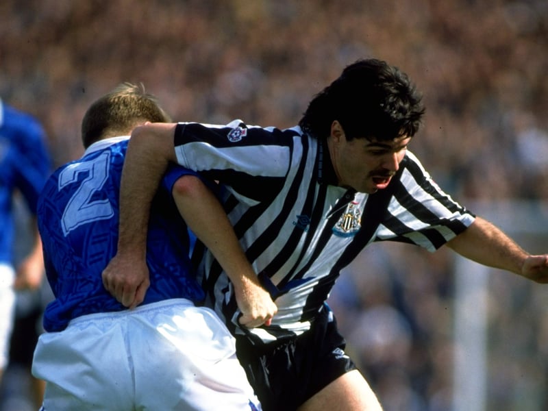Micky Quinn, pictured here playing for Newcastle United where he was also a cult hero, was a prolific goalscorer for Portsmouth in the mid-1980s, known for his strength, finishing and undeniable charisma. His goals helped drive Pompey’s push towards the top end of the Second Division. Quinn’s larger-than-life personality made him one of the era’s most memorable figures at Fratton Park where he scored 67 goals in 139 appearances.