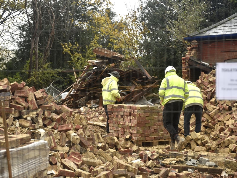 The demolition of Milton Cemetery Lodge in Portsmouth
Picture: Sarah Standing (011225-3393)