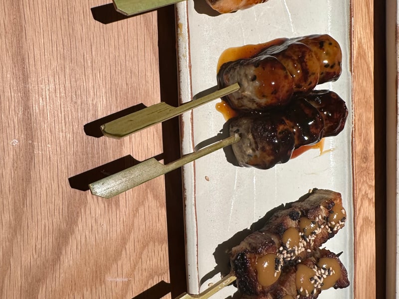 The skewers complete the set with chicken meatballs in a teriyaki sauce, salmon and, our favourite, free-range pork with yuzu-miso.