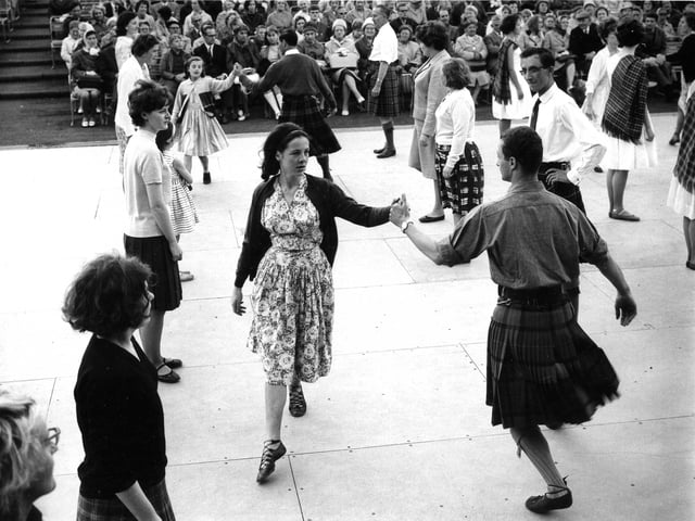 Scottish country dancing in Princes Street Gardens in July 1966.