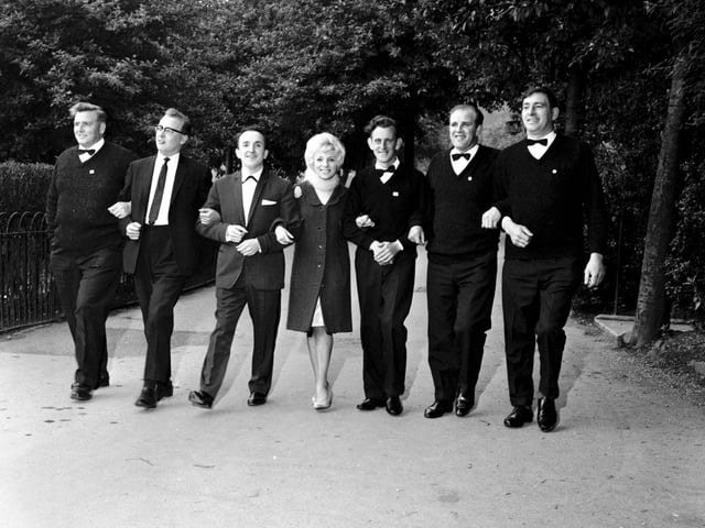 Some of the entertainers from a variety show at the Ross Bandstand in Princes Street Gardens in June 1966.