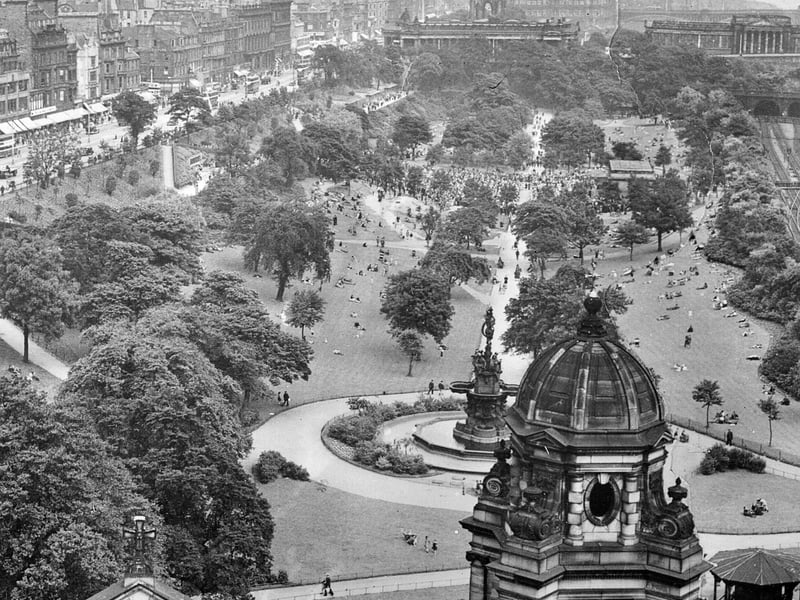 A view over West Princes Street Gardens in August 1950.