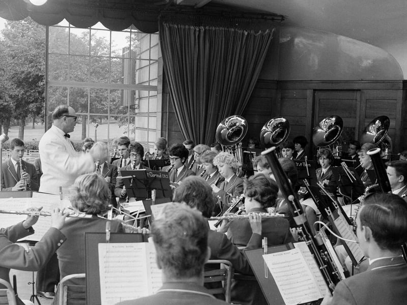 Saltfleet High School Band from Canada at the Ross Bandstand in Princes Street Gardens in August 1964.