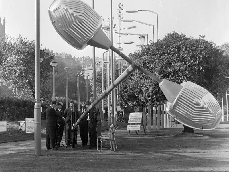 Visitors at the display of lamp standards in East Princes Street Gardens in September 1964.
