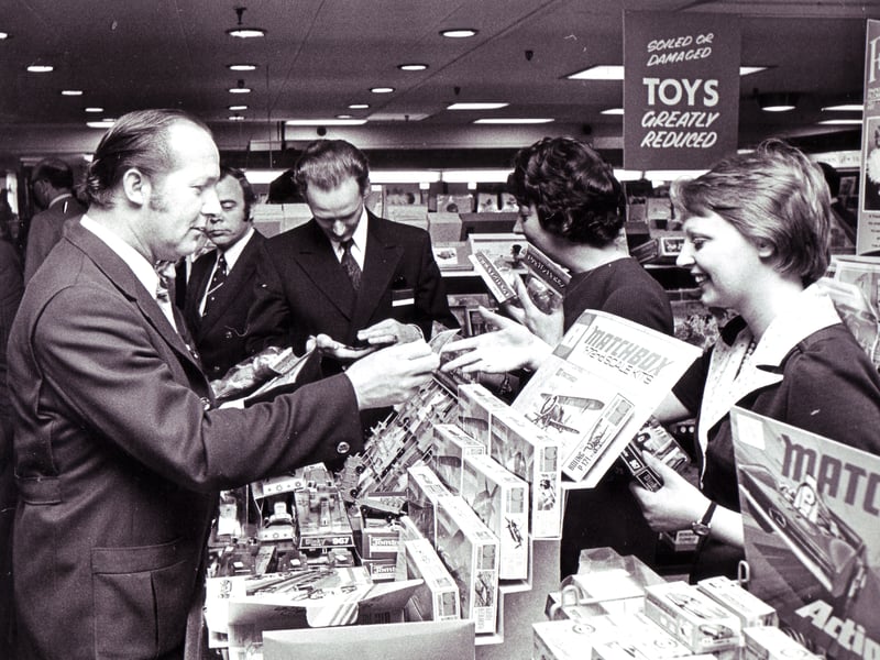 Shoppers in the toy section at Walsh's department store, Sheffield, in May 1973