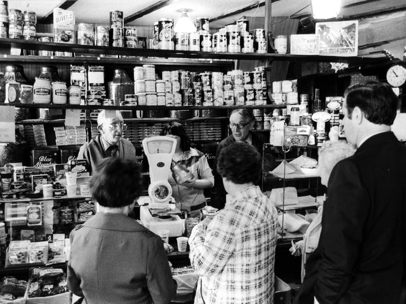 Jack and Peter Pollard at Pollard's shop on Glossop Road, Sheffield, shortly before it closed in 1979