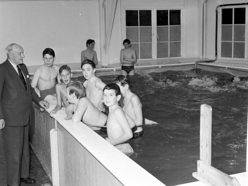 Provost James Lawson chats to boys at South Queensferry Swimming Pool which he officially opened in October 1964.