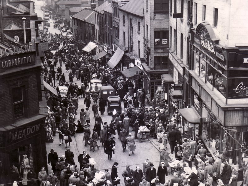 Dixon Lane, Sheffield, bustling with shoppers in 1950