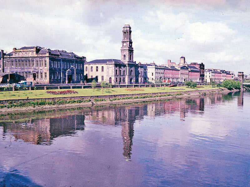 From left to right are the former Gorbals Primary School, the former Gorbals Parish Church, the east terrace and the west terrace 