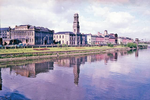 From left to right are the former Gorbals Primary School, the former Gorbals Parish Church, the east terrace and the west terrace