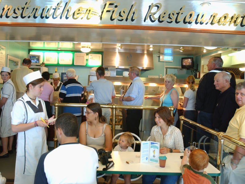 A busy lunchtime service at the Anstruther Fish Restaurant in 2003