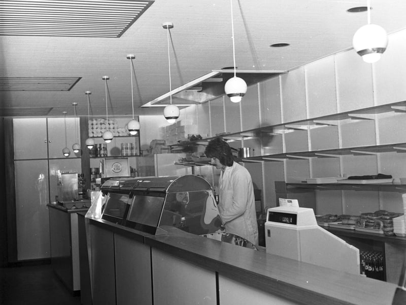Inside Brattisani's fish and chip shop, on Newington Road, Edinburgh, in January 1971