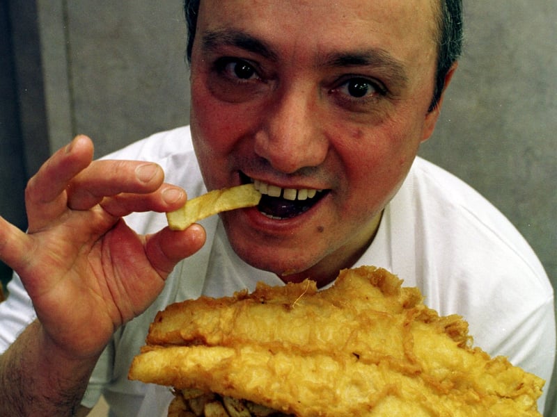 Antonino Renzi, of Gorgie Road, Edinburgh, with his award-winning fish and chips in 1998