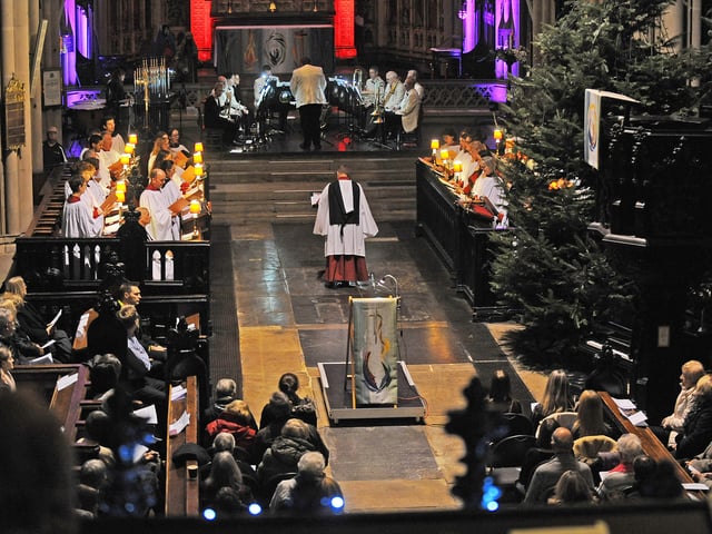 The Yorkshire Evening Post Carol  Service at Leeds Minster with the choir and YEP Brass Band.
