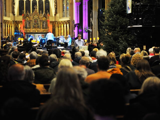 Yorkshire Evening Post reporter Andrew Hutchinson reading