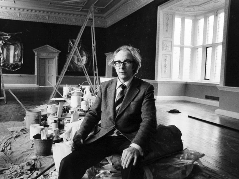 Christopher Gilbert, the keeper at Temple Newsam House, among the workmen's tackle in the Long Gallery in March 1981 which was set  to reopen after a £150,000 facelift.