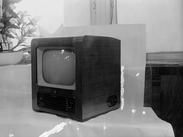 A new television set for sale in Jenners in September 1964.