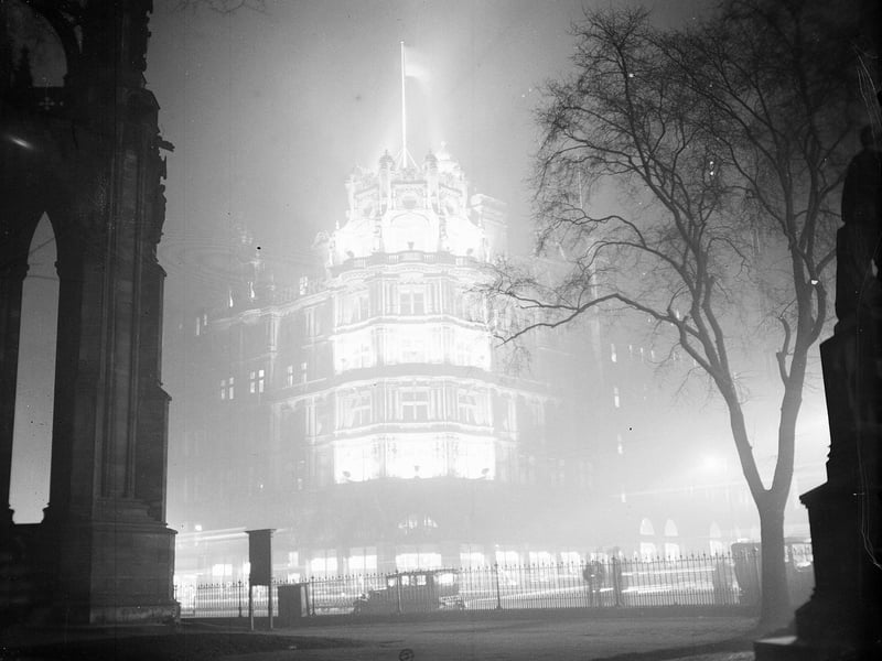 Jenners lit up with Christmas lights in December 1950.