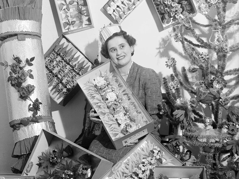 Christmas crackers on display at Jenners inn December 1953.
