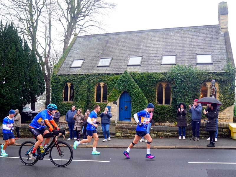 Sinfield running through Linton village on Sunday morning.