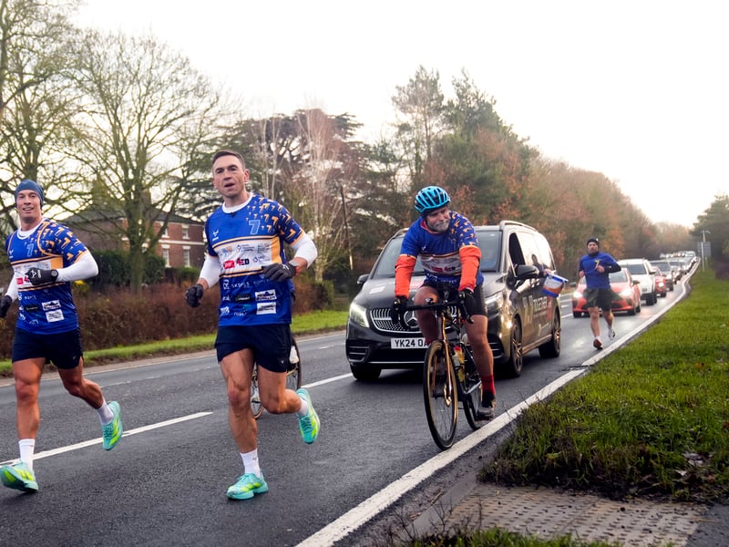Sinfield running near Green Hammerton on the final day of the challenge.