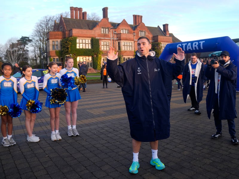 Sinfield at Ethelburga's school on day seven of the challenge in Leeds.