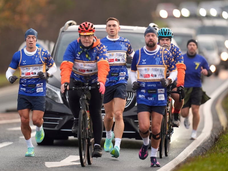 Kevin Sinfield running near Green Hammerton on day seven of the 7 in 7: Together 2025 Challenge in Leeds.