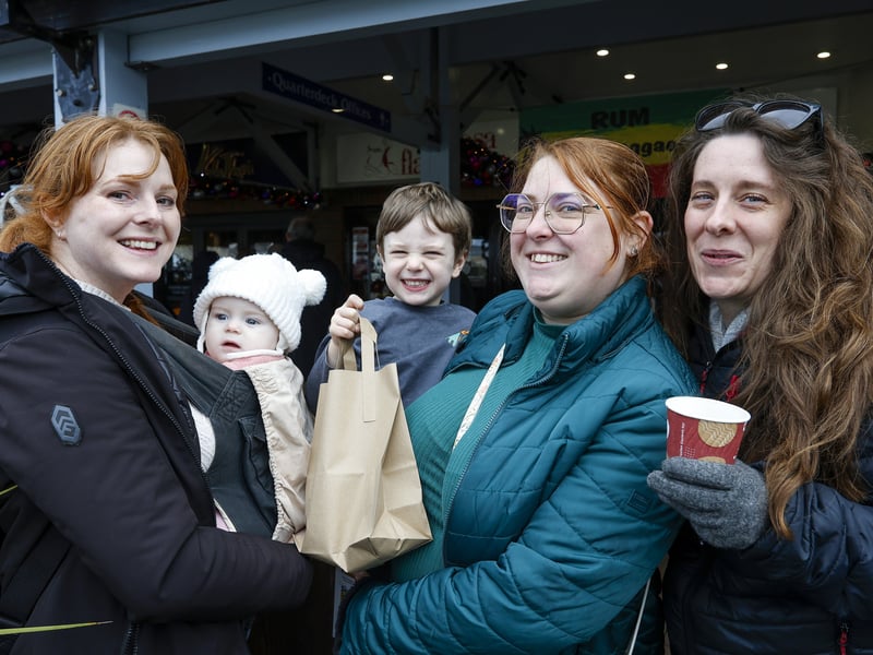 From left, Ashleigh Swain with Hayley, 9 months, Harry Swain, 3, Steph Edmonds and Laura Woodward-Powell. Picture: Chris Moorhouse (301125-21)