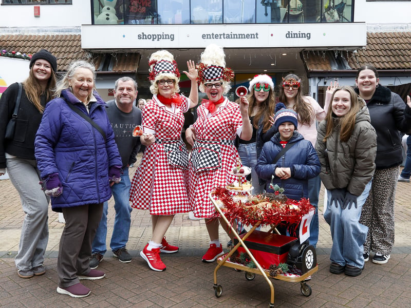 Rhonda and Wanda with shoppers. Picture: Chris Moorhouse (301125-16)